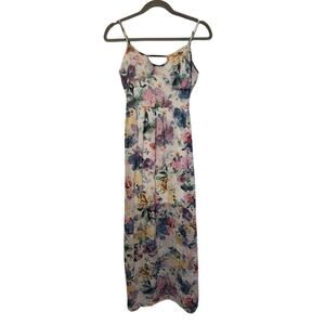 Forever21‎ M White Floral Watercolor Semisheer Maxi FairyCore Coquette Romantic